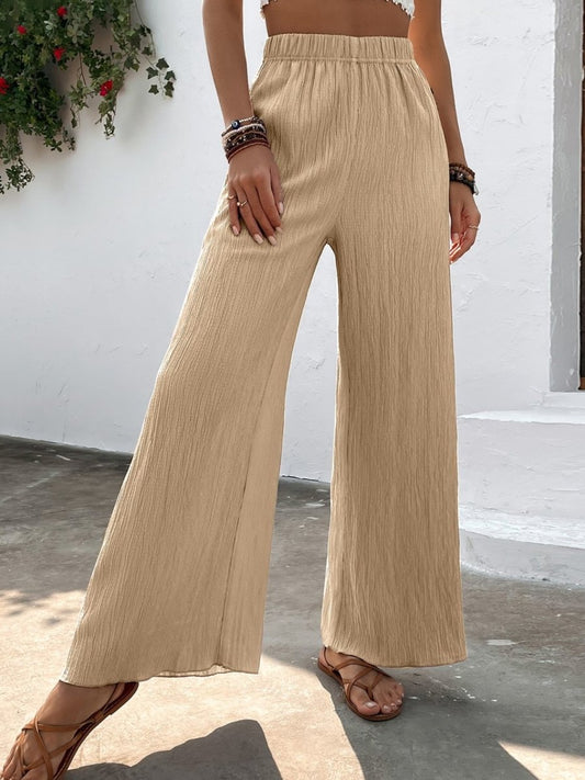 Textured High-Waist Wide Leg Pants - Taplike