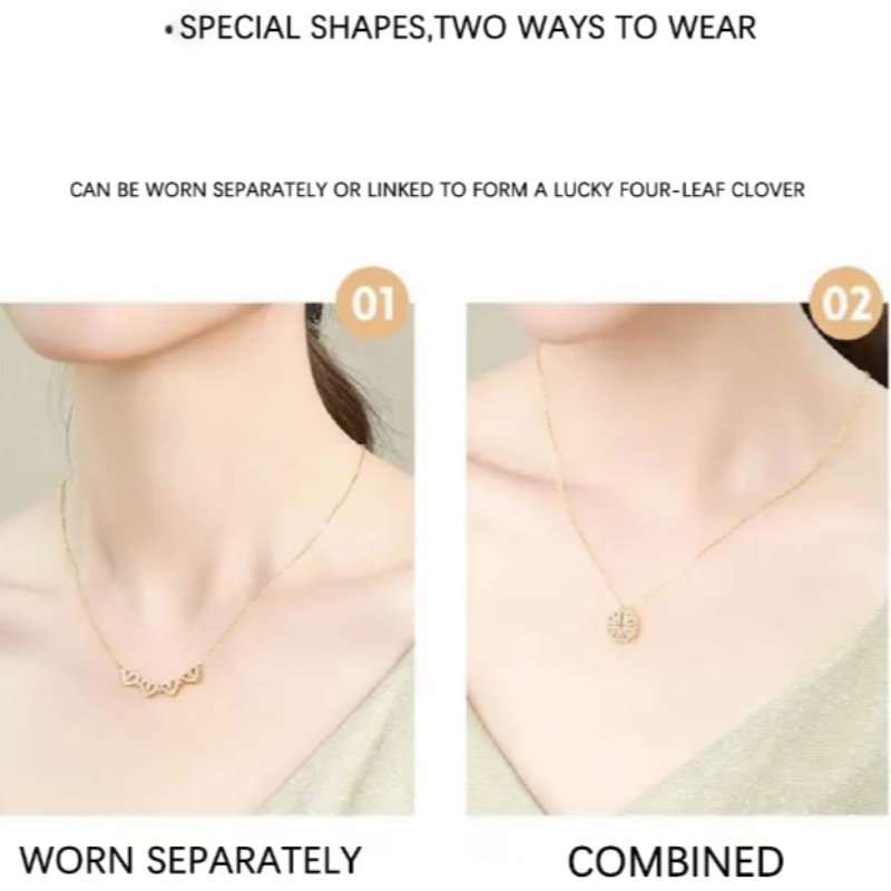 Two Ways To Wear Four Leaf Clover Pendant Necklace Girls' Carnival - TapLike
