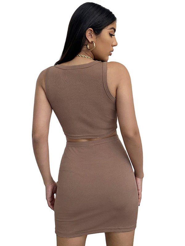Women's sexy split tight bag hip short skirt two -piece suit FSZW06628 - TapLike