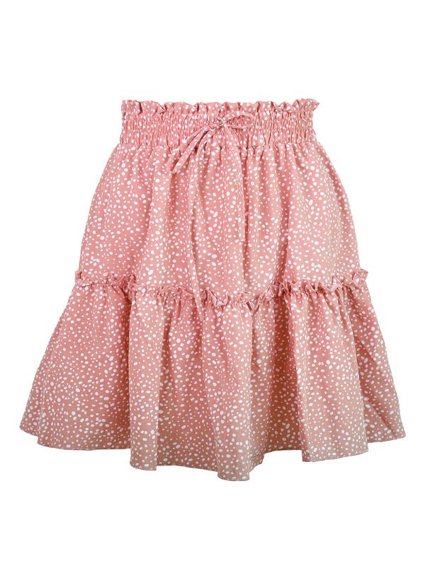 Women's Solid Color Tiered Ruffle Waist Tie Mini Skirt FSZW12056 - TapLike
