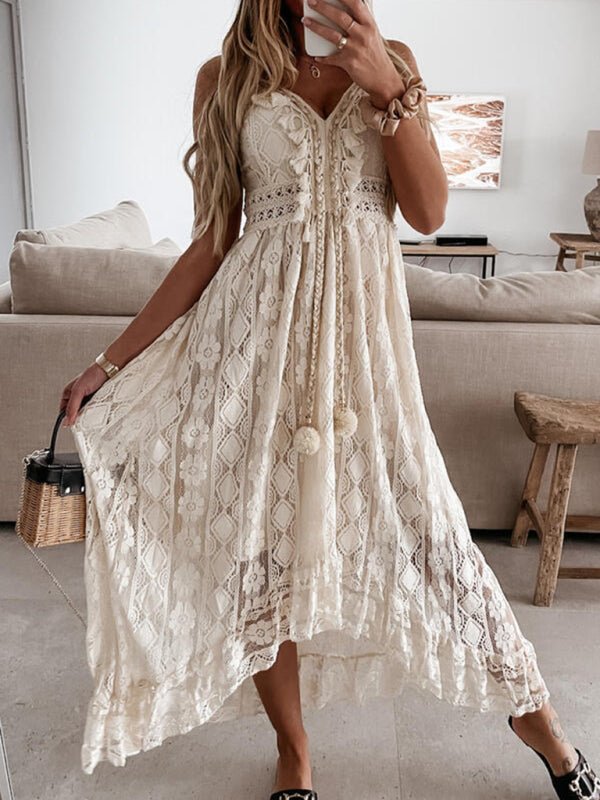 Women's solid elegant Lace Slip Dress - Taplike