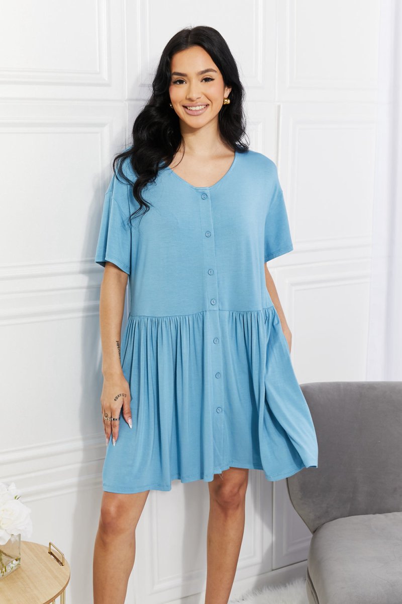 Yelete Full Size Oh Sweet Spring Button Up Flare Dress - TapLike