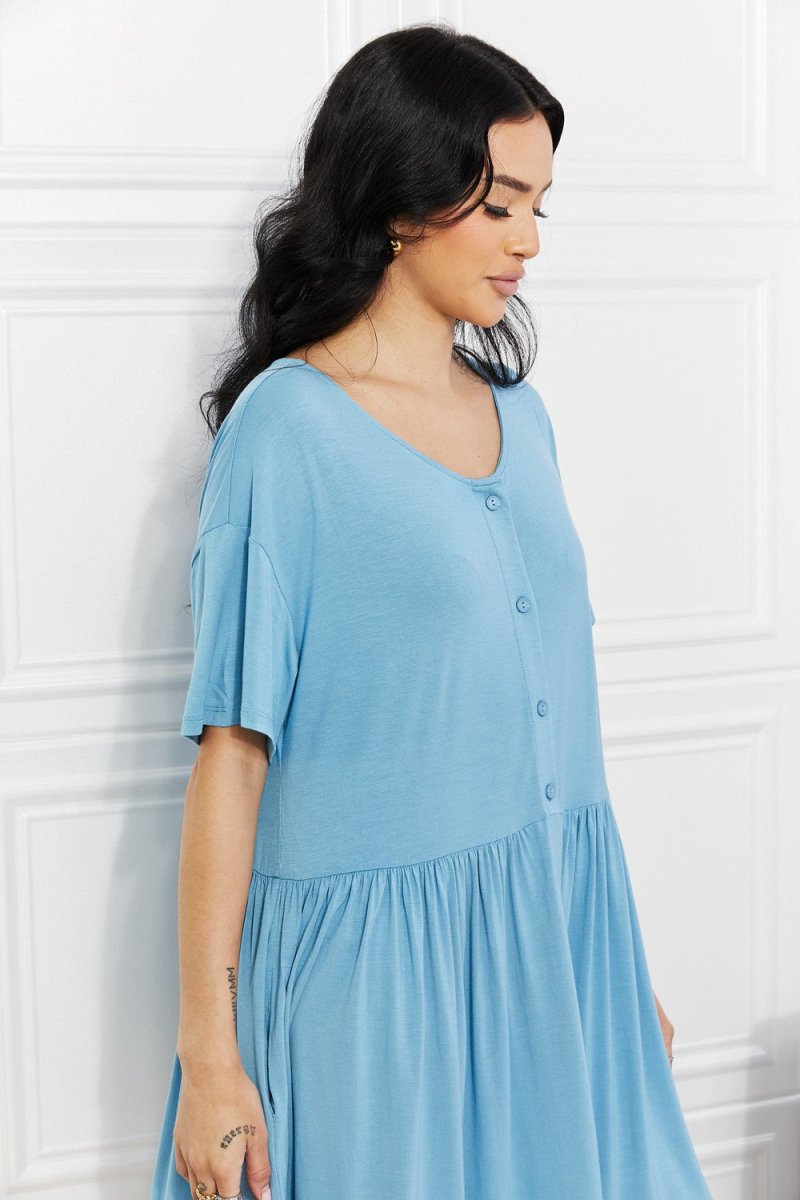 Yelete Full Size Oh Sweet Spring Button Up Flare Dress - TapLike