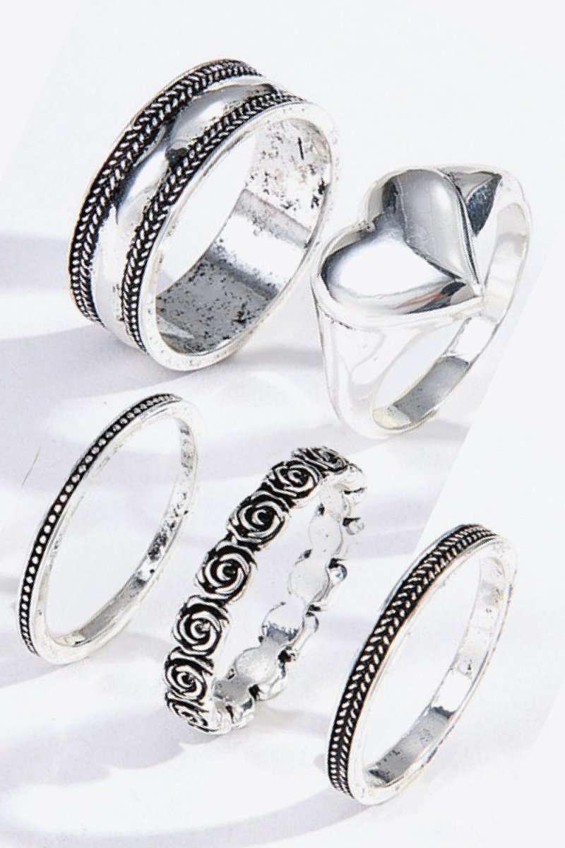 Zinc Alloy Five-Piece Ring Set - TapLike