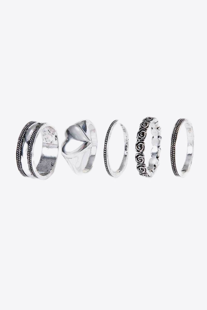 Zinc Alloy Five-Piece Ring Set - TapLike