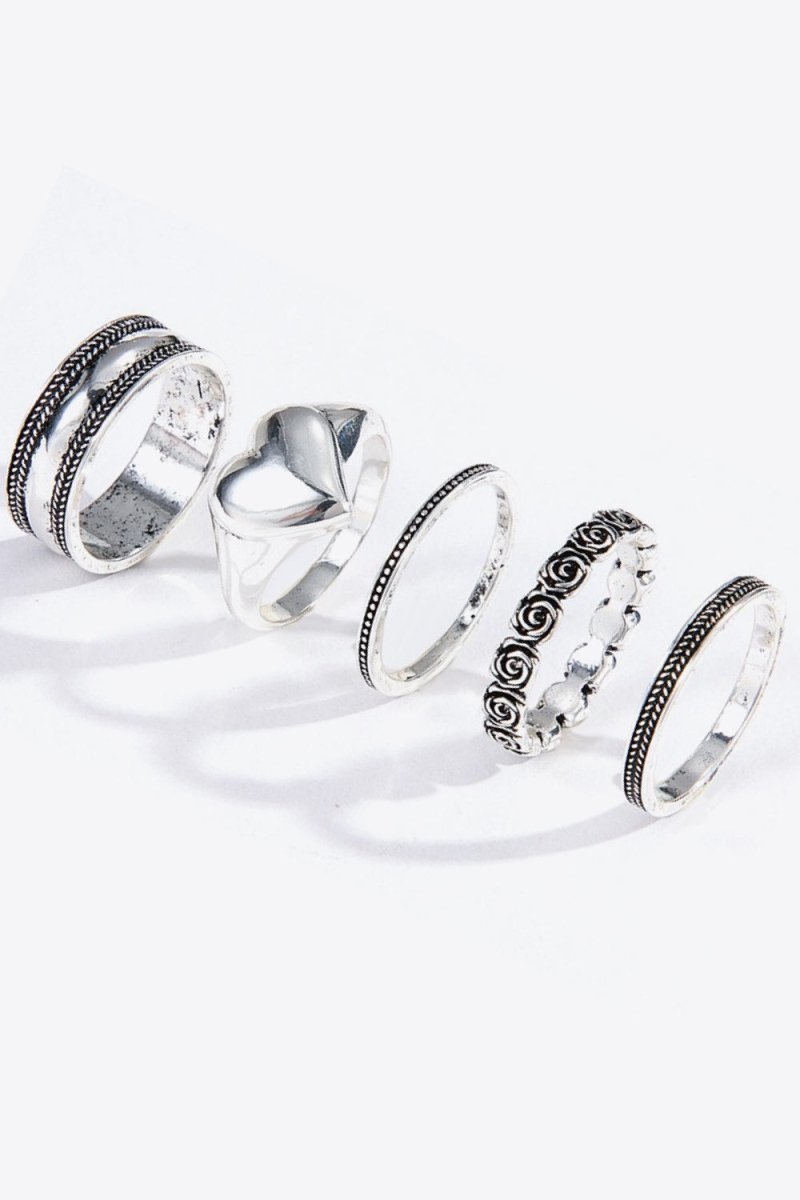 Zinc Alloy Five-Piece Ring Set - TapLike