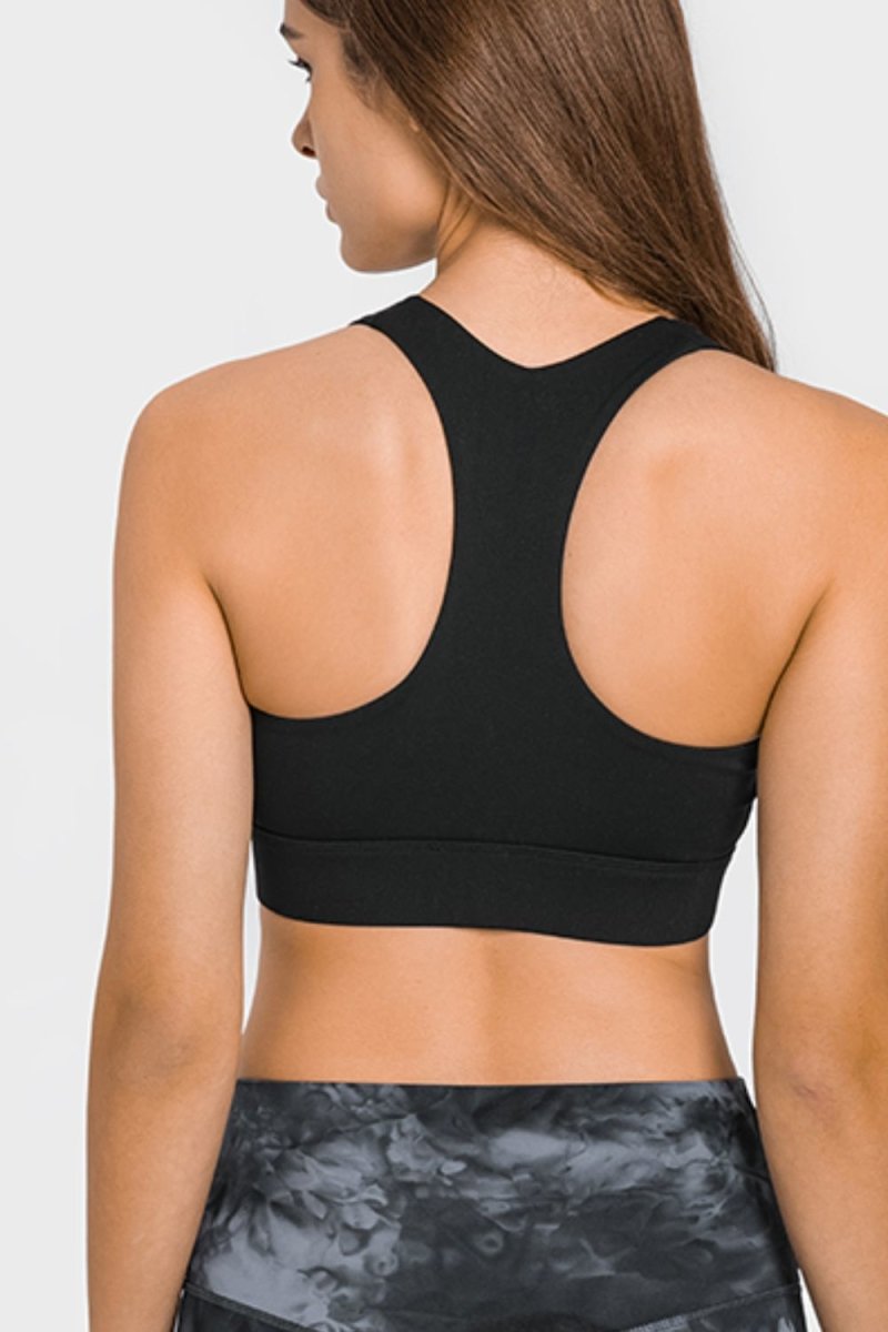 Zip Up Racerback Sports Bra - TapLike